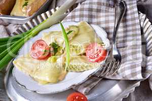 Swabian ravioli gratinated with cheese