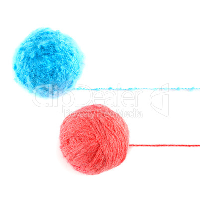 Ball of yarn for knitting isolated on white background.