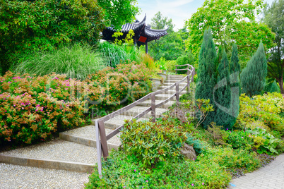 stone staircase in beautiful summer park