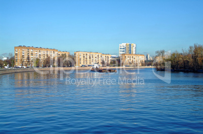 Moscow river in autumn on a Sunny day