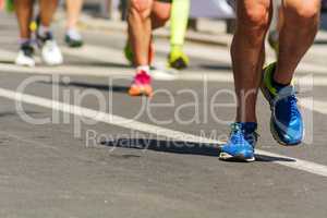detail of marathon runners shoes