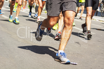 detail of marathon runners shoes