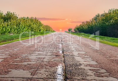 Old highway in the evening