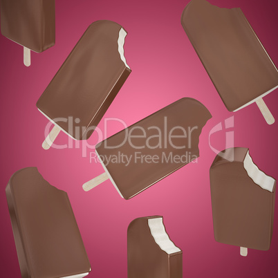 Composite image of chocolate ice-cream