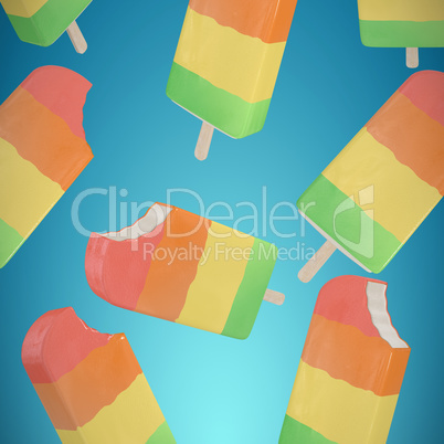 Composite image of multicolored ice-cream