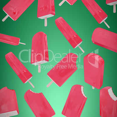 Composite image of pink ice-cream