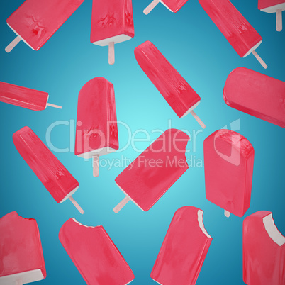 Composite image of pink ice-cream