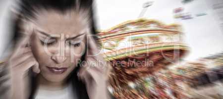 Composite image of businesswoman having an headache