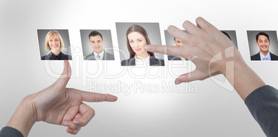 Composite image of businesswoman holding invisible card