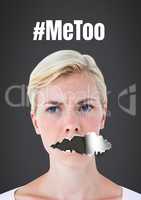 Me Too Woman with torn paper on mouth #MeToo