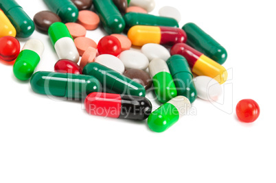 Assorted pharmaceutical medicine pills, tablets and capsules iso