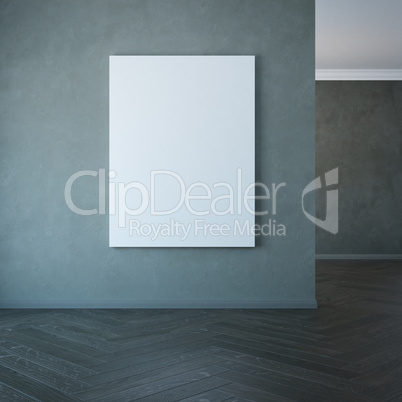 blank picture on the wall, 3d rendering