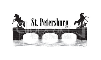 St. Petersburg city symbol, Russia. Anichov bridge tourist landmark. Russian cityscape
