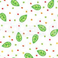 Floral seamless pattern with leaves. Ornamental nature background