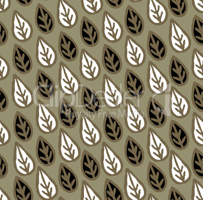 Abstract floral seamless pattern with leaves. Leaf ornament set