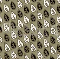 Abstract floral seamless pattern with leaves. Leaf ornament set