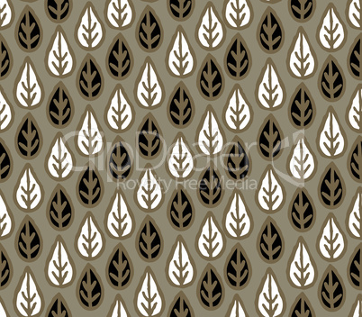 Abstract floral seamless pattern with leaves. Leaf ornament set