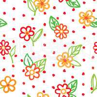 Floral seamless pattern with flowers and leaves. Ornamental backgound