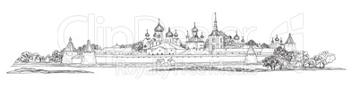 Russian famous landmark. Skyline view. Landscape of Solovki monastery