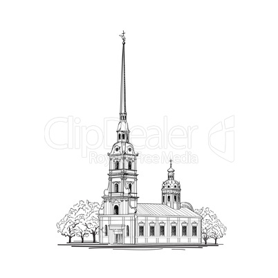 Saint-Petersburg city. St. Peter & Paul Cathedral building, Russia. Travel russian landmark
