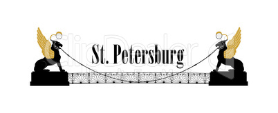 St. Petersburg city symbol, Russia. Winged lions bridge Russian Landmark icon