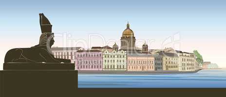 St. Petersburg city, Russia. Saint Isaac's cathedral skyline wit