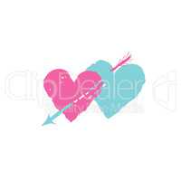 Two hearts with arrow. Love sign. Valentine's day greeting card