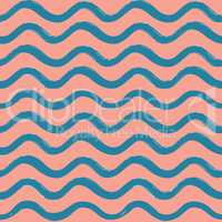 Abstract ocean wave seamless pattern. Wavy line stripe background.