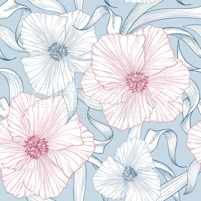 Floral seamless pattern. Flower background. Flourish spring garden