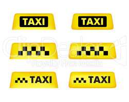 Taxi car roof sign. Icon set. Vector