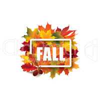 Fall leaves sign. Autumn leaf frame. Nature background.