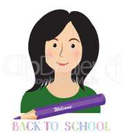 Welcome back to school, Cheerful smiling little girl