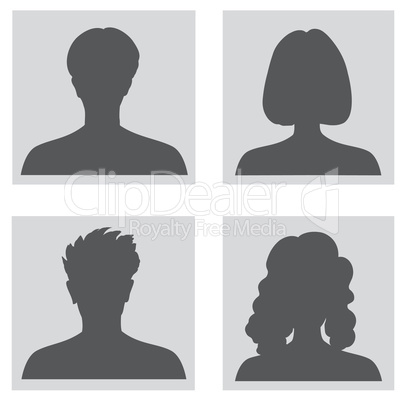 Avatar set. People profile set. Woman and man silhouette.