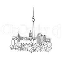 Berlin cityscape. Travel Germany. Famous buildings city skyline