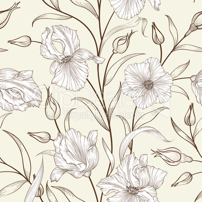 Floral seamless pattern. Flower swirl background.