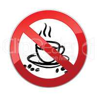 Drinks are not allowed. No coffee cup icon. Red prohibition sign