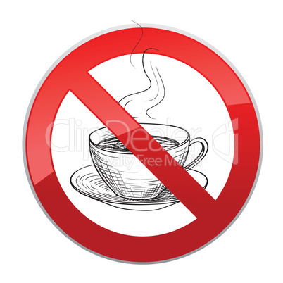 Drinks are not allowed. No coffee cup icon. Red prohibition sign