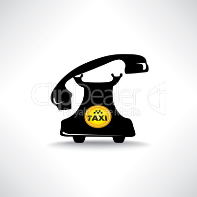 Taxi sign. Call taxi icon. Retro handset with circle taxi emblem