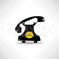 Taxi sign. Call taxi icon. Retro handset with circle taxi emblem