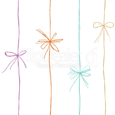 Bow ribbon line pattern. Holiday wrap tile background