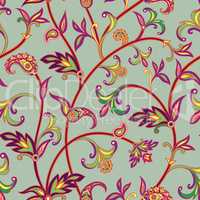 Floral seamless pattern. Oriental leaves background