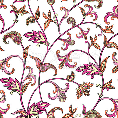 Floral seamless pattern. Oriental leaves background