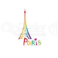 Paris sign. French famous landmark Eiffel tower. Travel France emblem