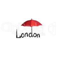 London sign hand lettering nd umbrella
