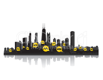 Taxi service header. Taxi sign city background. Call taxi pointe