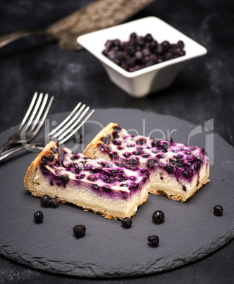 pie of cottage cheese and blueberries