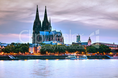 Cologne overview after sunset