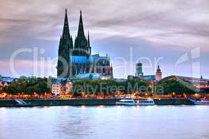 Cologne overview after sunset