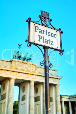 Pariser Platz sign in Berlin, Germany