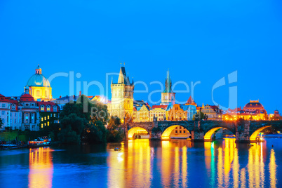 Overview of Prague at night